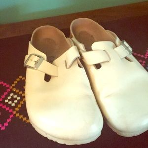 White Birkenstock clogs